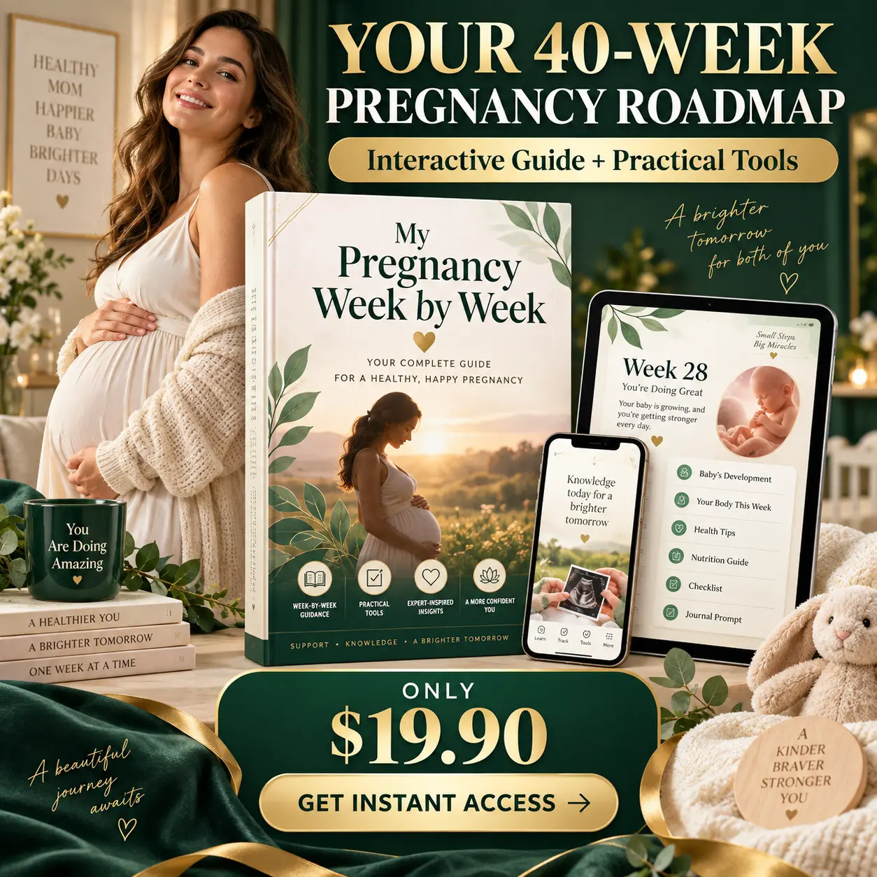 My Pregnancy Week by Week guide shown on print and digital devices